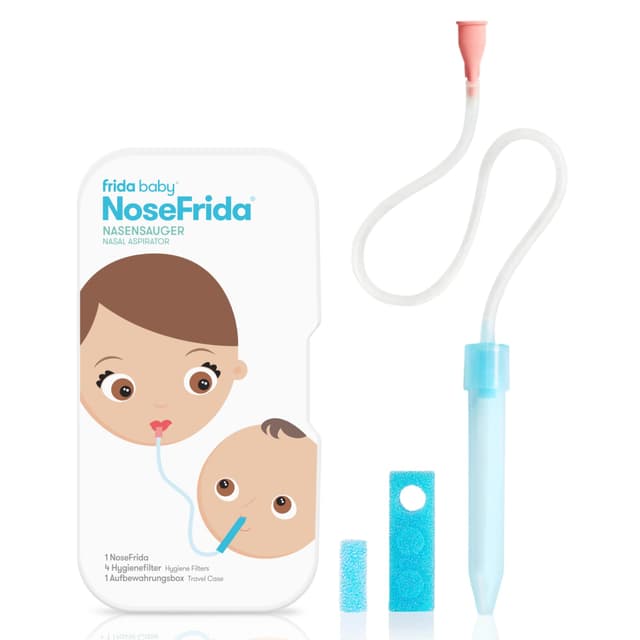 Frida Baby NoseFrida Nasensauger für Babys | Sanftes Absaugen bei Schnupfen | Inkl. 4 Hygienefilter & Aufbewahrungsbox | Spülmaschinenfest, BPA-frei & von Kinderärzten empfohlen