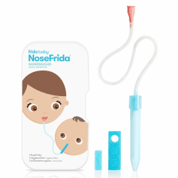 Frida Baby NoseFrida Nasensauger für Babys | Sanftes Absaugen bei Schnupfen | Inkl. 4 Hygienefilter & Aufbewahrungsbox | Spülmaschinenfest, BPA-frei & von Kinderärzten empfohlen