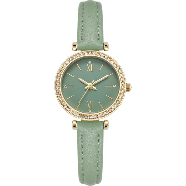 NUOVO Damen Uhren Leder Quarzuhr wasserdichte Mode Armbanduhr für Frauen Damen Mädchen Daily Life Travel Date Uhr Grün