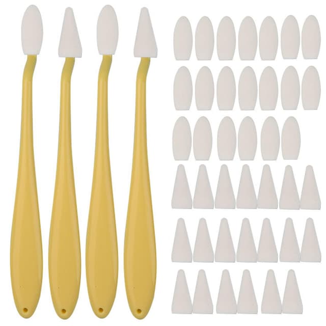 4 Stück Schwamm Radierstift, Zeichnung Papierwischer Set mit 40 Ersatz Schwammköpfen, Skizze Zeichenwerkzeuge, Spezielle Hochglanz Detail Radierstifte für Kunststudenten und Maler, Zeichnen Zubehör Gelb