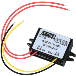 AC DC Stromwandler AC 12 V (10–28 V) auf DC 12 V Reduziert Spannungswandler Wasserdicht IP68 Abwaertswandler Modul Spannungsregler für Auto Bildschirm Monitor Kamera Wasserpumpe Motor (2A)