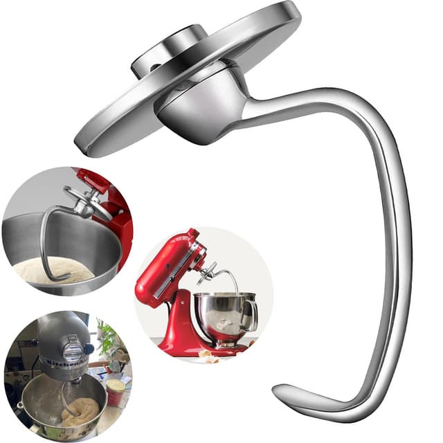 HOMGEN Knethaken für Kitchenaid 4.5/5QT Edelstahl Knethaken spülmaschinenfest für Kitchen Aid Standmixer KSM150 K45 K45SS KSM75 KSM175 Ersatz