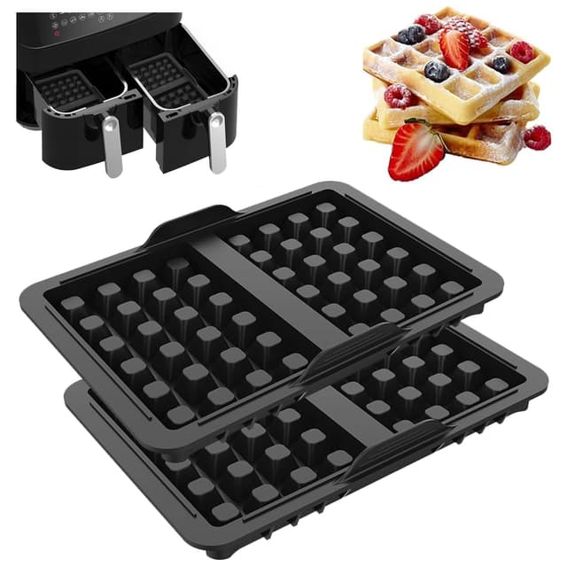 2 Stück Waffeleinsatz, Silikonform Heißluftfritteuse, Heißluftfritteuse Zubehör für Ninja AF300EU, AF400EU, AF451EU, SL400EU und AF500DE, Doppelt Backschaleneinsatz, Airfryer Zubehör