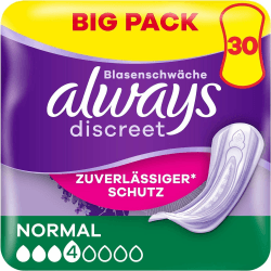 Always Discreet Inkontinenzeinlagen Für Frauen Normal 30 Stück Rundumschutz Unglaubliche Diskretion Angebot bei HelloDeals