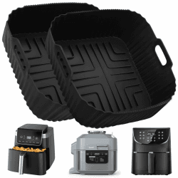 YQL Quadratische Silikonform für Ninja Heißluftfritteuse Pro 4,7L AF140EU/Ninja MAX PRO 6,2L AF180EU, Airfryer Zubehör für Cosori Turbo Blaze 6L, Silikon Einsatz für Russell Hobbs Airfryer xxl 8L 19cm x 19cm x 8cm