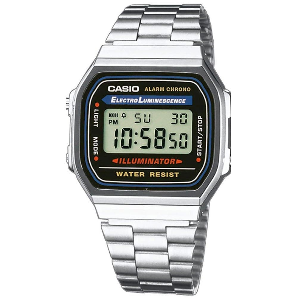 Casio Unisex-Uhr Digital mit Edelstahlarmband – A168WA Versilbert