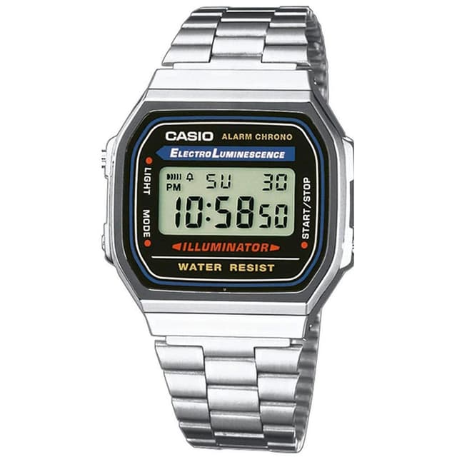 Casio Unisex-Uhr Digital mit Edelstahlarmband – A168WA Versilbert