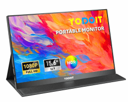 Yodoit Portable Monitor, 15,6 Zoll 1920 x 1080P FHD Tragbarer IPS-Display mit USB Typ C & HDMI Anschluß und Eingebaute Lautsprecher, Eye Care Bildschirm für PC, Laptop, Xbox, PS 3/4/5, Switch und TV 15.6" Schwarz Angebot bei HelloDeals