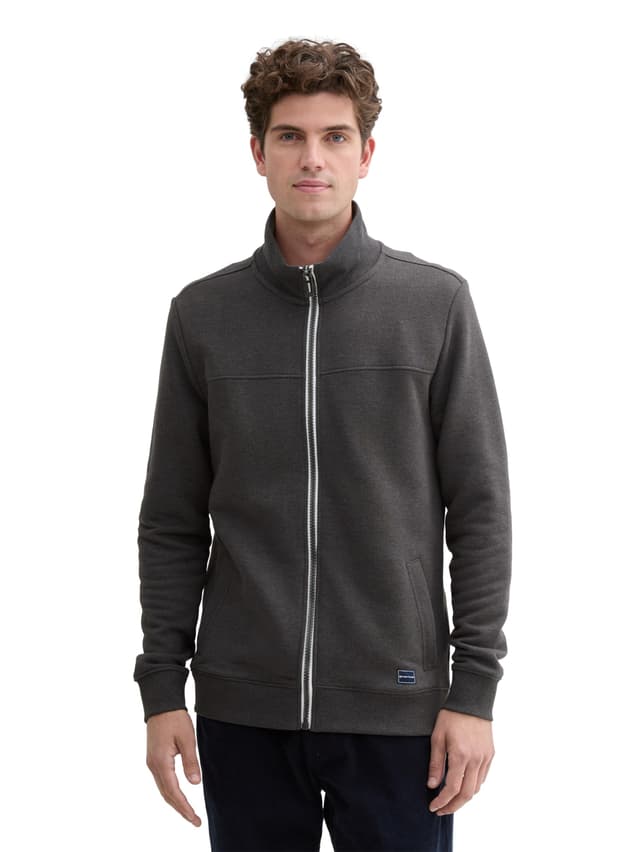 TOM TAILOR Herren Sweatjacke mit Stehkragen XL 11086 - Dark Grey Melange