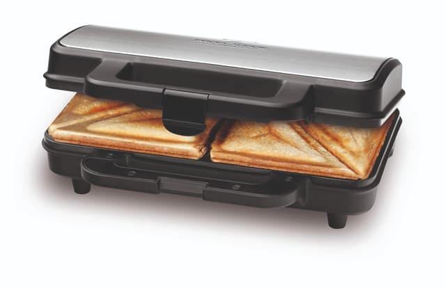 ProfiCook® Sandwichmaker | amerikanische Sandwiches | XXL-Toastscheiben | elektrischer Sandwichtoaster | extra große Sandwich-Platten (antihaftbeschichtet) | Sandwich-Maker mit 900W | PC-ST 1092 Silber-schwarz