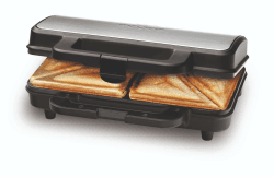 ProfiCook® Sandwichmaker | amerikanische Sandwiches | XXL-Toastscheiben | elektrischer Sandwichtoaster | extra große Sandwich-Platten (antihaftbeschichtet) | Sandwich-Maker mit 900W | PC-ST 1092 Silber-schwarz Angebot bei HelloDeals