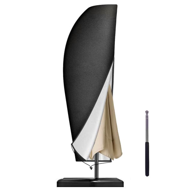 Reinalin Sonnenschirm Schutzhülle mit Stab, Abdeckhauben für Sonnenschirm Garten, Wasserdichter, UV-Beständig, Winddicht und Schneesicher (Schwarz, 265 x 40/70/50cm) Schwarz 265 x 40/70/50cm