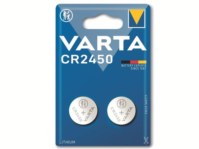 2x Varta Batterie Lithium Coin Knopfzelle CR2450 2 Stück