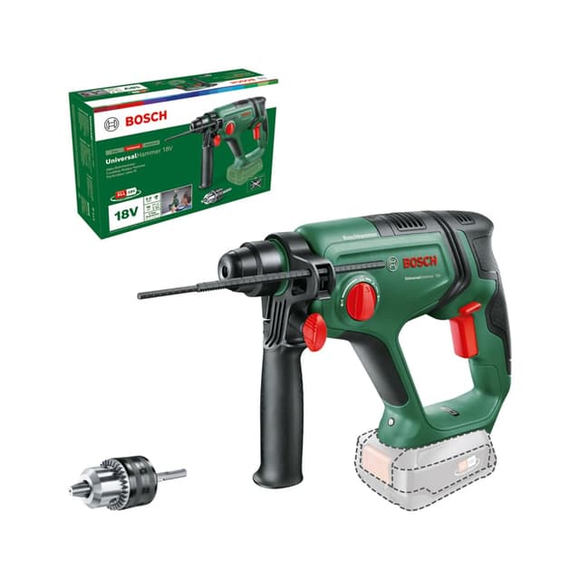 Bosch Akku-Bohrhammer UniversalHammer 18V (Ohne Akku; 18 Volt System; mit Rundschaftadapter; zum Bohren, Hammerbohren, Meißeln und Schrauben; im Karton) UniversalHammer 18V | ohne Akku | + Rundschaftadapter