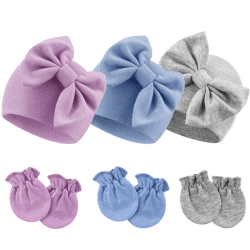 DRESHOW Neugeborenes Baby Mütze Hut und Handschuhe Set Beanie Bekleidung Unisex Infant Hut Kindergarten Mütze Baby Jungen Mädchen 0-6 Monate