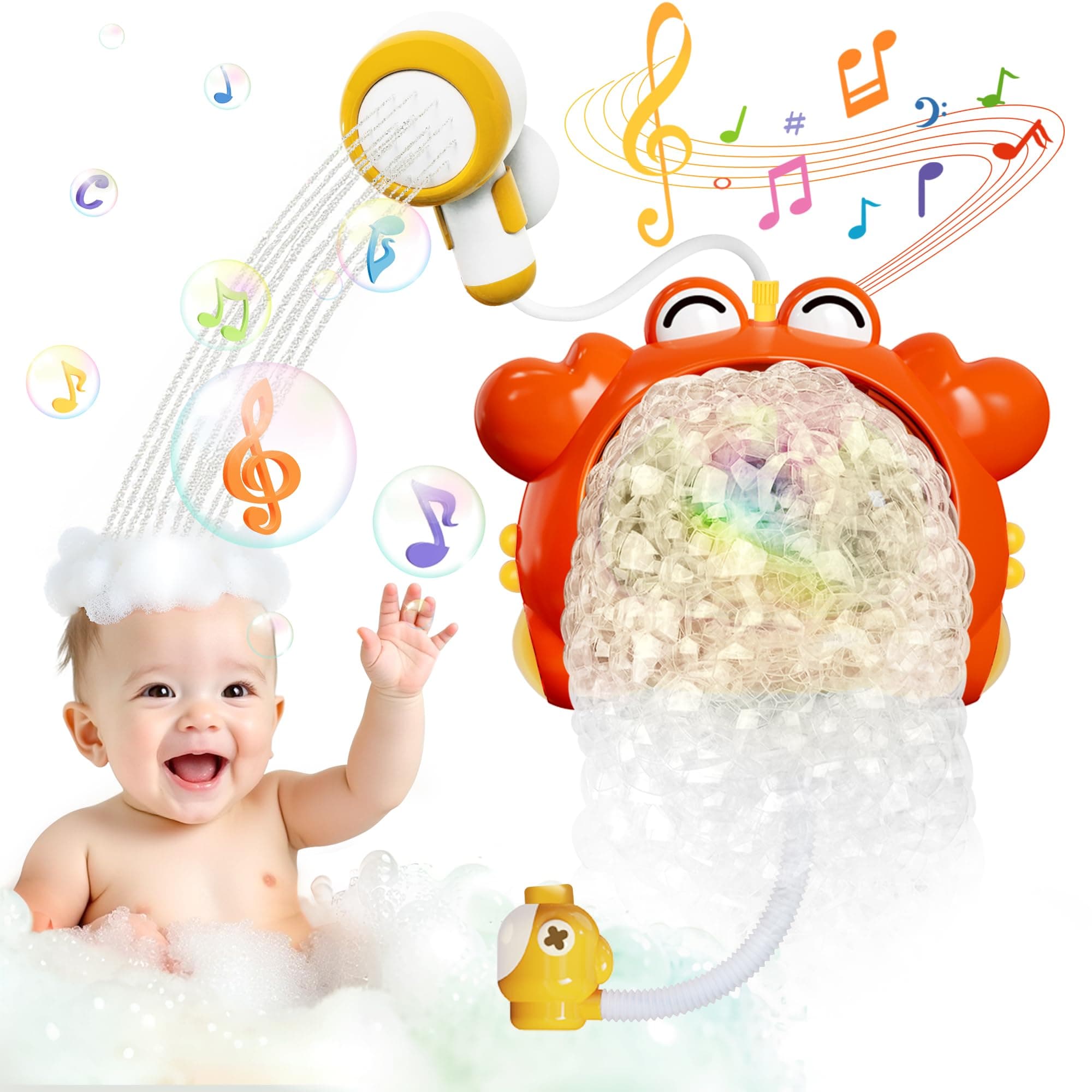 Badewannenspielzeug Spielzeug ab 1 Jahr, Krabbe Baby Spielzeug mit Musik und Duschkopf, Badespielzeug Baby ab 1 2 3 4 Jahr, Wasserspielzeug Kinder für Jungen Mädchen Geburtstag