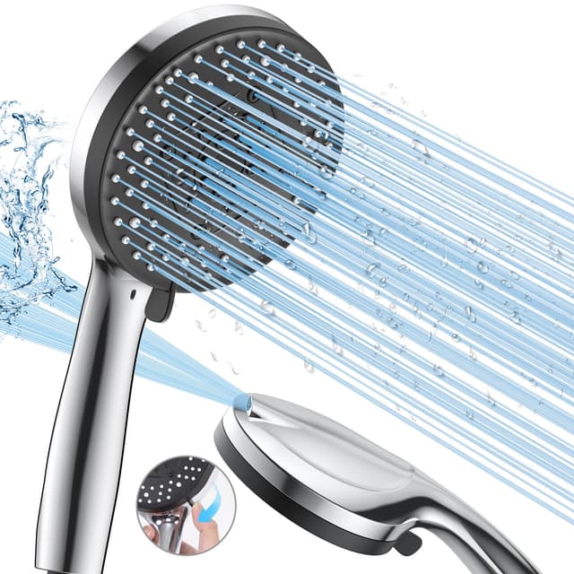 VOXON Hochdruck Duschkopf mit 10 Strahlarten, Brausekopf Dusche Wassersparend, Duschkopf Druckerhöhend, Shower Head Hoher Wasserdruck Starker Strahl für Reinigung von Badewanne, Fliesen, Haustieren Duschkopf allein