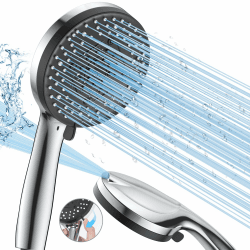 VOXON Hochdruck Duschkopf mit 10 Strahlarten, Brausekopf Dusche Wassersparend, Duschkopf Druckerhöhend, Shower Head Hoher Wasserdruck Starker Strahl für Reinigung von Badewanne, Fliesen, Haustieren Duschkopf allein Angebot bei HelloDeals