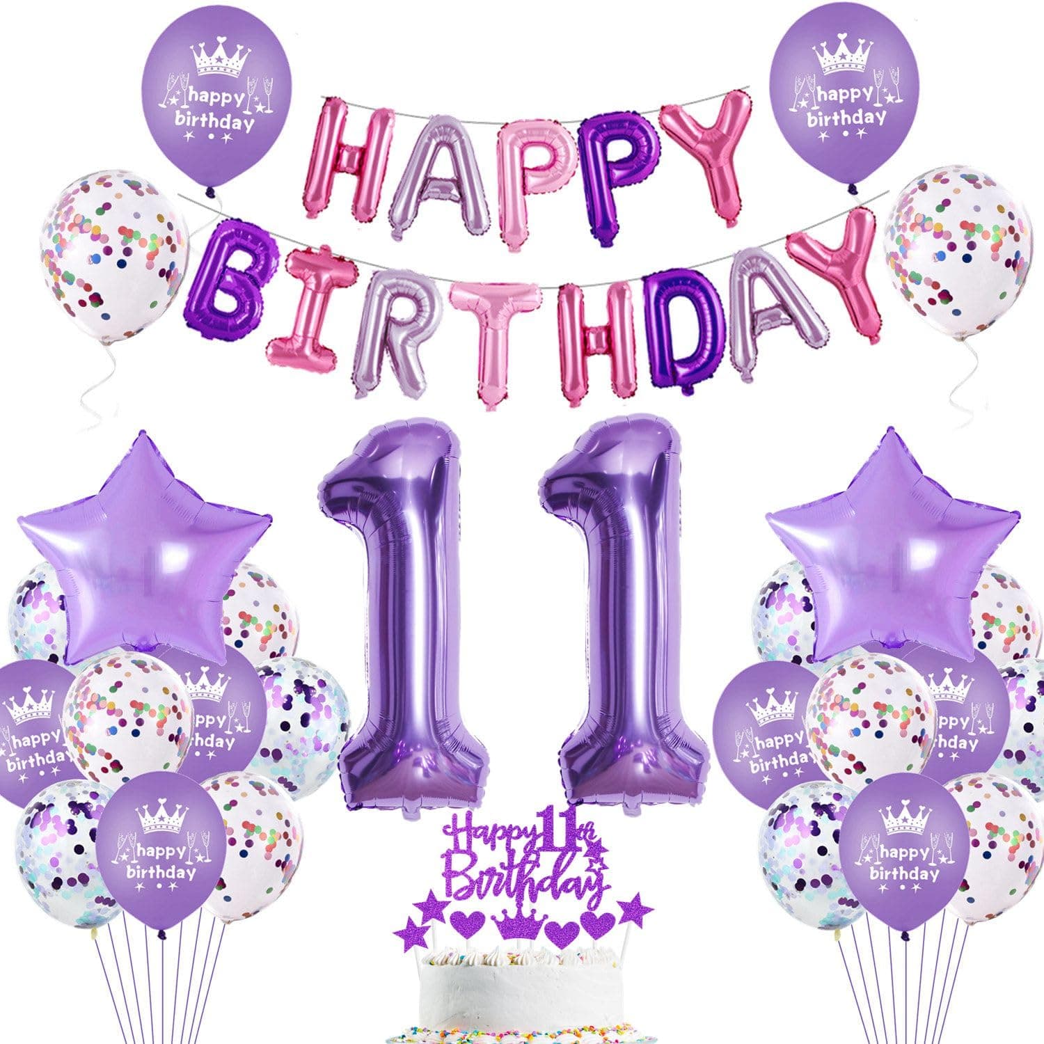 Lila 11 Geburtstag Deko Mädchen Luftballon 11. Geburtstag Mädchen Lila 11 Dekoration Lila Tortendeko Geburtstagsdeko 11 Jahre Lila 11. Party Deko Ballon