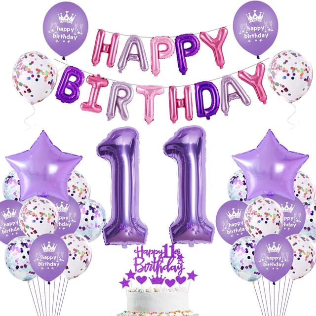 Lila 11 Geburtstag Deko Mädchen Luftballon 11. Geburtstag Mädchen Lila 11 Dekoration Lila Tortendeko Geburtstagsdeko 11 Jahre Lila 11. Party Deko Ballon