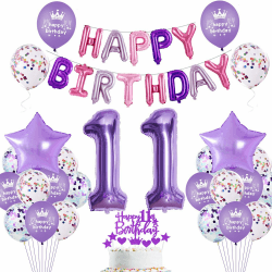 Lila 11 Geburtstag Deko Mädchen Luftballon 11. Geburtstag Mädchen Lila 11 Dekoration Lila Tortendeko Geburtstagsdeko 11 Jahre Lila 11. Party Deko Ballon