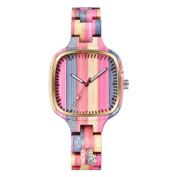 Tiong Damen Holzuhr Natürliche Holzuhren Analog Quarz Armbanduhr Verstellbares Holzarmband Leichte Holzuhr Q0820