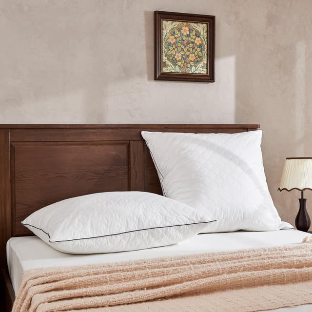 Deodar Daunenkissen Federkissen 80x80, 100% Feder- und Daunenfüllung Schlafkissen Luxus Hotel Dekokissen, 3-Kammer Atmungsaktiv, Baumwollbezug, Waschbar, Öko-Tex und RDS Zertifiziert, 2er Pack