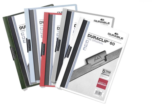 Durable Klemm-Mappe Duraclip Original 60 (für 1-60 Blatt A4), 25 Stück, farbig sortiert, 220900 sortiert 1 - 60 Blatt