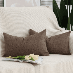 Madizz 2er Set Faux Leinen Kissenbezügen Weich Dekorative Kissenabdeckung für Sofa Schlafzimmer Kissenhülle Dunkelbraun 30x50 cm Rechteckig Dunkelbraun 50 x 30 cm, 2 Stück