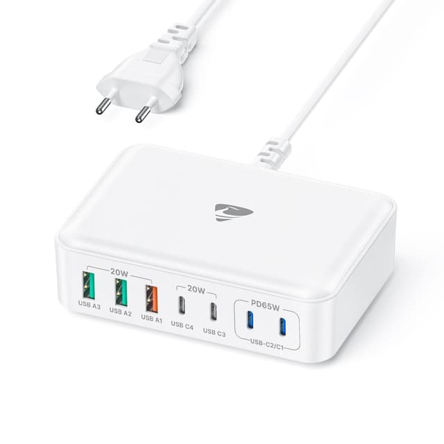USB C Ladegerät, 165W USB C Adapter 7-Port GaN Schnellladegerät PD 3.0 Power Adapter mit 4 USB-C und 3 USB-A Mehrfach Ladegerät USB C Netzteil für iPhone 15 14 13 Pro/Pro Max,MacBook Pro, iPad,Samsung 4C3A USB C Ladegerät 7Port Weiß