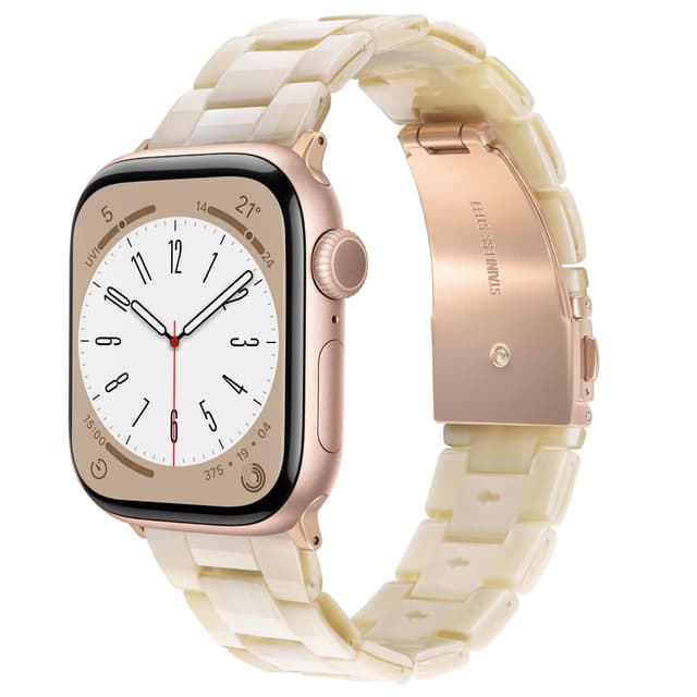 V.R.HOPE leichte Moderes Harz Armband kompatibel mit Apple Watch Armband Series 7/8/9/SE/10/ 41mm 40mm 38mm 42mm Damen und Herren, für Apple Watch Series 6/5/4/3/2/1 - Beige Beige 38mm/40mm/41mm/42mm(Series 10)
