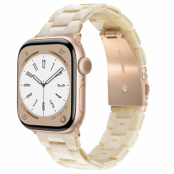 V.R.HOPE leichte Moderes Harz Armband kompatibel mit Apple Watch Armband Series 7/8/9/SE/10/ 41mm 40mm 38mm 42mm Damen und Herren, für Apple Watch Series 6/5/4/3/2/1 - Beige Beige 38mm/40mm/41mm/42mm(Series 10)