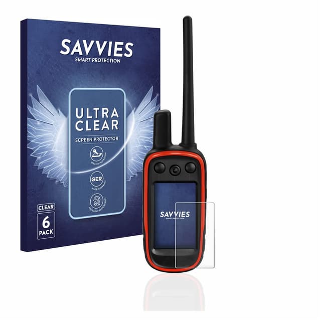 Savvies 6 Stück Schutzfolie für Garmin Alpha 100 Displayschutz-Folie Ultra-Transparent
