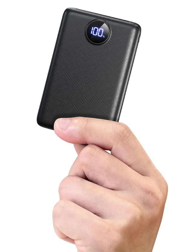 Power Bank 20000mAh, 22.5W Mini PowerBank USB-C Input & Output, PD 3.0 QC 3.0 Externe Handyakkus mit LED Display, Kompatibel mit iPhone 16 15 14 13 Schwarz A: 20000mAh