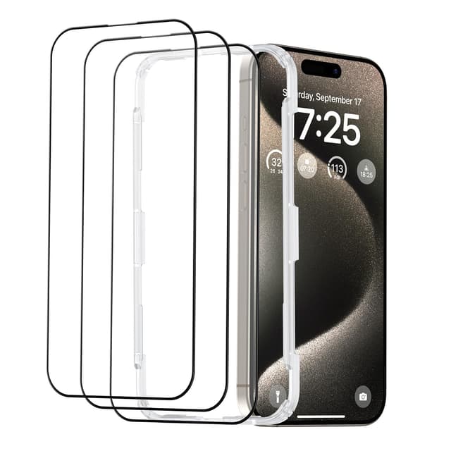 SYNCWIRE 3er Pack für iPhone 15 Pro für Panzerglas mit Schwarzem Rand, Vollständige Abdeckung Militärqualität für Panzer Folie glas [9H-Härte] [Blasenfrei] [99,99% HD] für Apple 15Pro 6,1"