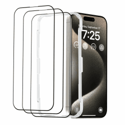 SYNCWIRE 3er Pack für iPhone 15 Pro für Panzerglas mit Schwarzem Rand, Vollständige Abdeckung Militärqualität für Panzer Folie glas [9H-Härte] [Blasenfrei] [99,99% HD] für Apple 15Pro 6,1"