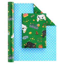 WERNNSAI Gaming Geschenkpapierrolle – 1 Rolle 43cm x 10 m Geburtstag wendbare Geschenkpapierrolle Spiel Geschenkpapier Kinder Birthday Party Geschenkpapier Videogame wrapping paper single roll Grün Angebot bei HelloDeals