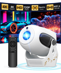 【4K Elektrischen Fokus】 Magcubic Mini Beamer, Projektor unterstützt Android 11, Bluetooth 5.0, WiFi Dualband, tragbarer Projektor mit 180°-Drehung unterstützt automatische horizontale Trapezkorrektur Weiß