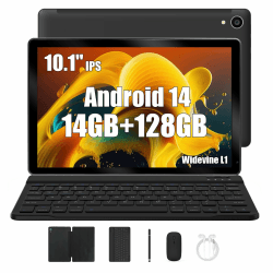 Yicty Android 14 Tablets 10 Zoll Tablet PC, 14(4+10) GB RAM+128GB ROM(1TB TF), Octa Core 2.0 GHz/1280 * 800 HD IPS/WiFi 6/Bluetooth 5.3/5000mAh/5MP+8MP/OTG/Typ C Kopfhöreranschluss C108 Schwarz
