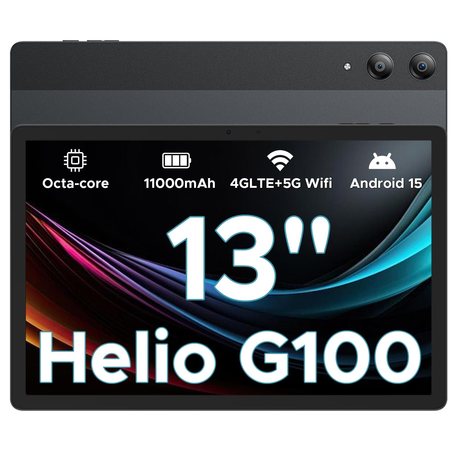DOOGEE Tab E3 Pro Android 15 Tablet 13 Zoll FHD+ Helio G100 Octa-Core 32GB RAM+256GB ROM (2TB TF) 11000mAh Akku Tablet mit SIM Card Slot 13MP+8MP WidevineL1/ Dual 4G LTE + 5G WiFi/Face ID/OTG/GPS Tab E3 Pro(Schwarz)
