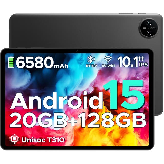DOOGEE Tab A9 Pro Android 15 Tablet 10 Zoll, 20GB RAM+128GB ROM(2TB TF) Android Tablet, 10,1" HD IPS Display Gaming Tablet, 6580mAh, Unisoc T310, 8MP AI Camera, 5 WiFi/GMS/Face ID/BT 5.0/3,5mm Jack Tab A9 Pro Schwarz