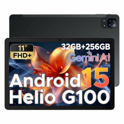 DOOGEE Tab E3 Android 15 Tablet 11 Zoll, Helio G100 Octa Core 32GB RAM+256GB ROM 2TB, Gemini AI, Tablet mit SIM Card Slot 90Hz FHD+ Display, 8800mAh, Dual 4G LTE+5G WiFi, 3,5mm Audio/GPS/Face ID/OTG Schwarz