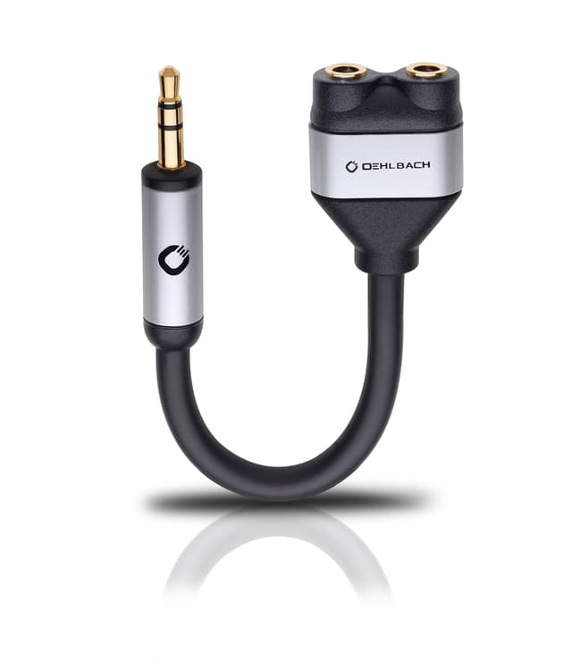Oehlbach i-Connect J-AD Mobiler Y-Adapter, 3,5 mm Klinke auf 2 x 3,5 mm Klinke - schwarz 3,5 mm Schwarz