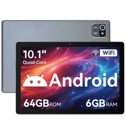 Yicty Tablet 10 Zoll Android Tablets 6 GB RAM + 64 GB ROM Quad-Core 5000 mAh 1280 x 800 HD-Touchscreen 5MP + 8 MP HD-Kamera Bluetooth 5.2 Tablet-PC (Grau)
