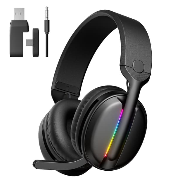 MANKIW Kabelloses Gaming Headset für PS5, PS4, PC, Mac, 2.4GHz USB & Type-C & 5.4 Bluetooth Gaming Kopfhörer mit geringer Latenz, Geräuschunterdrückendem Mikrofon, 40 Std. Akku, 3,5 mm Kabelmodus