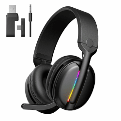 MANKIW Kabelloses Gaming Headset für PS5, PS4, PC, Mac, 2.4GHz USB & Type-C & 5.4 Bluetooth Gaming Kopfhörer mit geringer Latenz, Geräuschunterdrückendem Mikrofon, 40 Std. Akku, 3,5 mm Kabelmodus