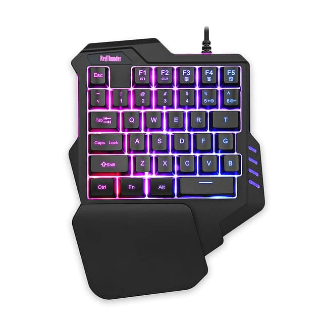 RedThunder Einhand-Gaming-Tastatur mit RGB-Hintergrundbeleuchtung und 35 Tasten Tragbare Mini Ergonomischer Gamecontroller für PC PS4 Xbox Gamer. Einzelnes