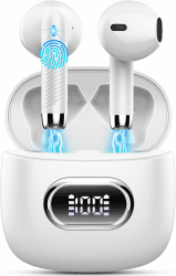 Bluetooth Kopfhörer, Kopfhörer Kabellos Bluetooth 5.4 In Ear Kopfhörer mit 4 HD Mic, 2025 Kabellose Kopfhörer 42Std ENC Noise Cancelling Earbuds Tiefer Bass, IP7 Wasserdicht Ohrhörer LED-Anzeige USB-C Weiß