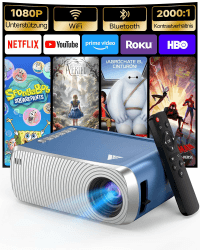 Antmap Mini Beamer Bluetooth und WiFi, Kleiner Beamer für Handy, 1080P Unterstützung Projektor iPhone/Android, Filmprojektor Home/Outdoor Kompatibel mit Smartphone/TYP C/HDMI/USB/Fire Stick/PS5 280-1