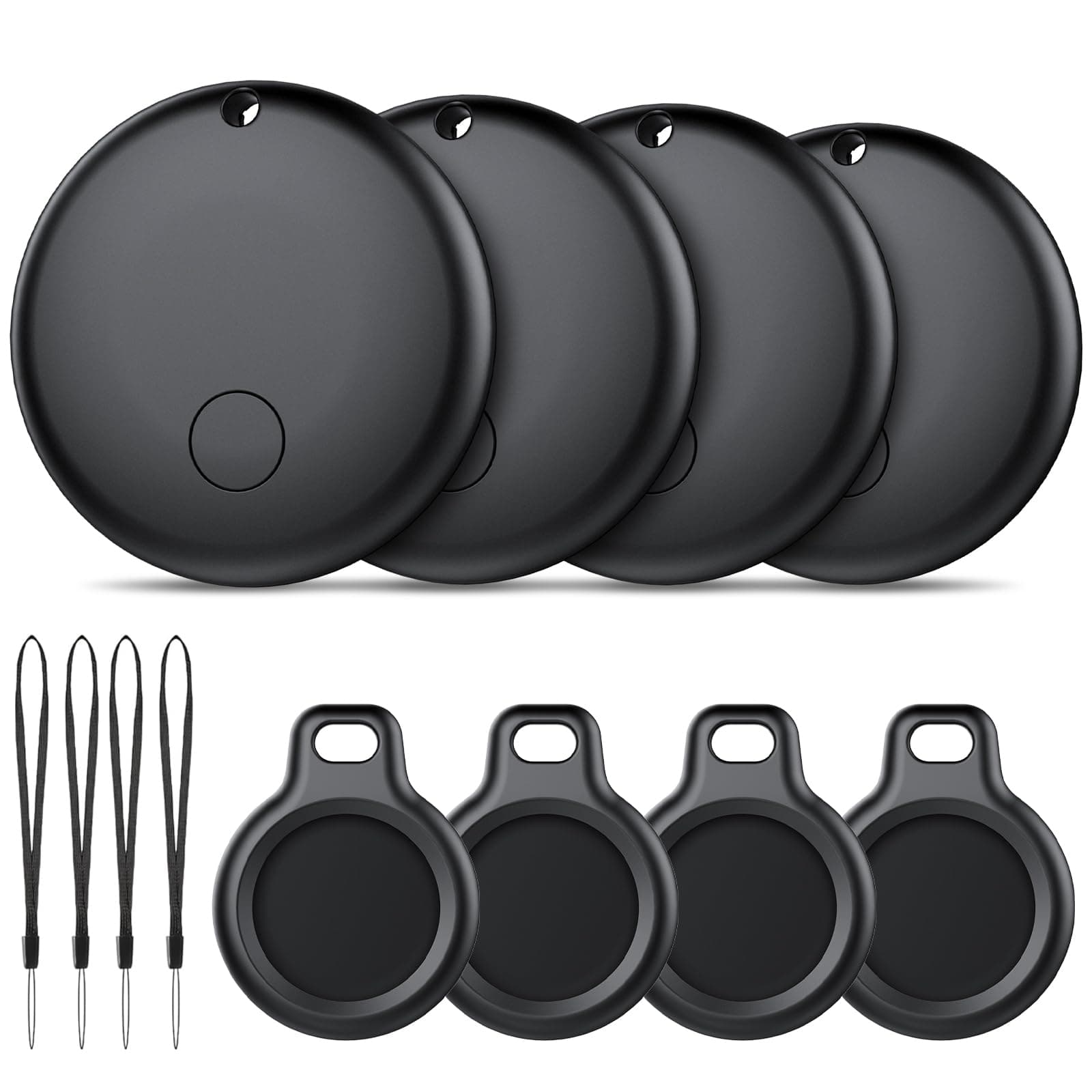 Air Tracker Tag Android Smart Tag, Schlüsselfinder KeyFinder kompatibel mit Google Mein Gerät Finden APP (Android NUR), Bluetooth Key Finder für Gepäck/Taschen/Koffer/Brieftasche (4er Pack) 4 Pack Schwarz
